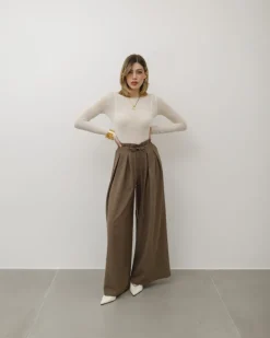 Pantaloni palazzo con pinces – 8227