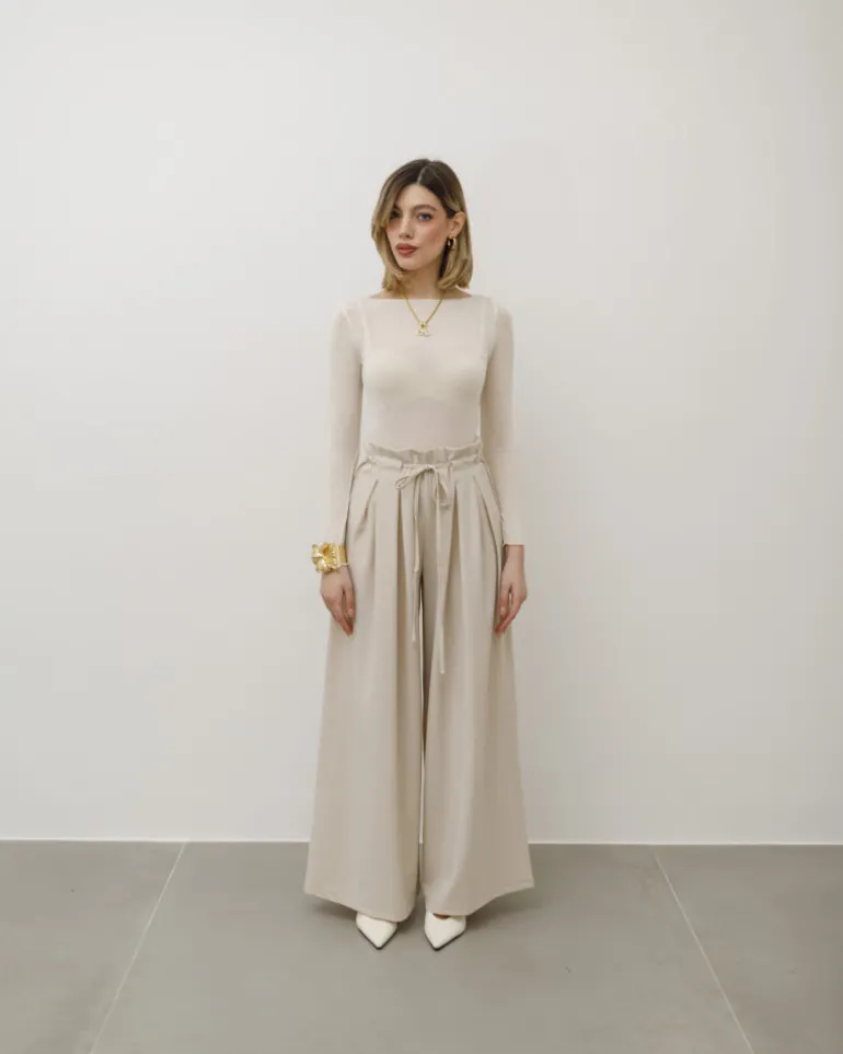 Pantaloni palazzo con pinces – 8227