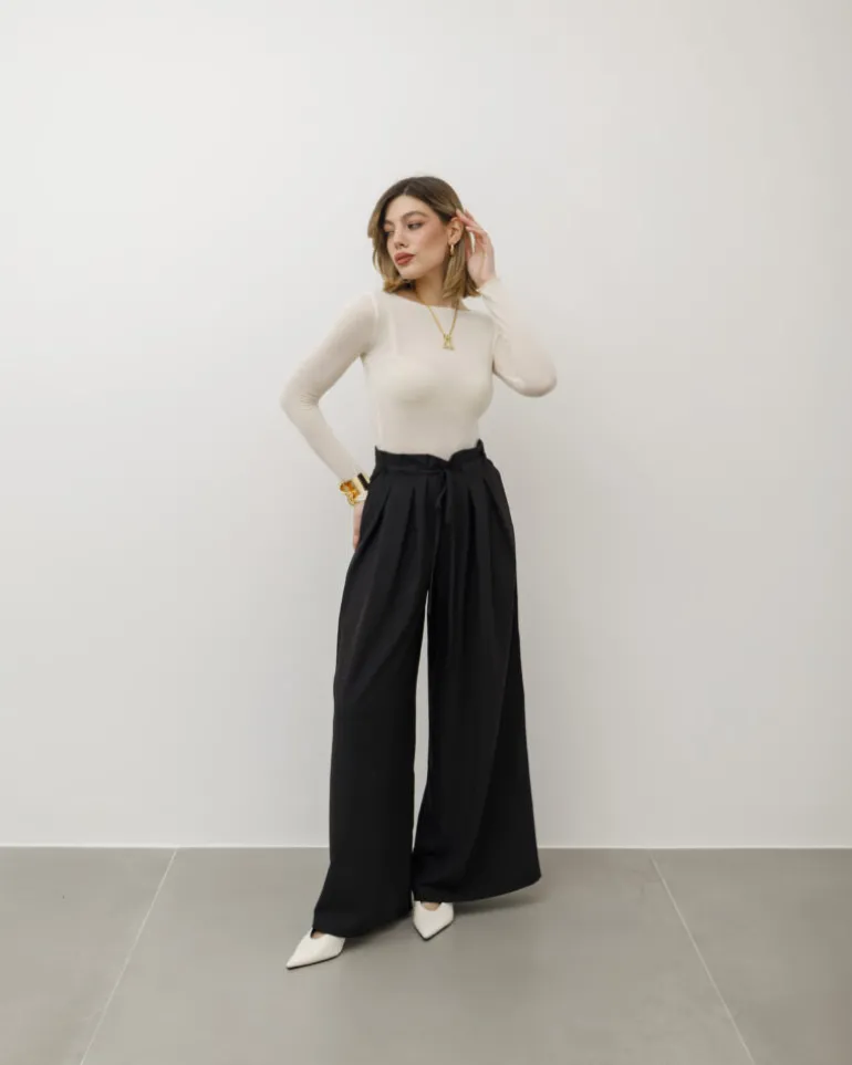 Pantaloni palazzo con pinces – 8227