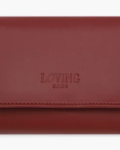 Portafoglio in pelle medio con patta bordeaux – LOVING BAGS