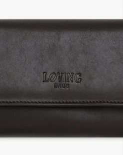 Portafoglio in pelle medio con patta marrone – LOVING BAGS