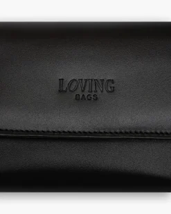 PRE-ORDINE Portafoglio in pelle medio con patta nero – LOVING BAGS