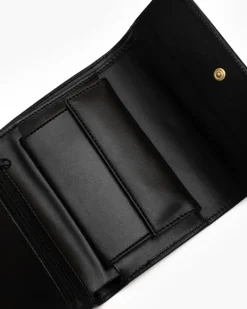 PRE-ORDINE Portafoglio in pelle medio con patta nero – LOVING BAGS