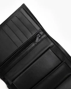 PRE-ORDINE Portafoglio in pelle medio con patta nero – LOVING BAGS