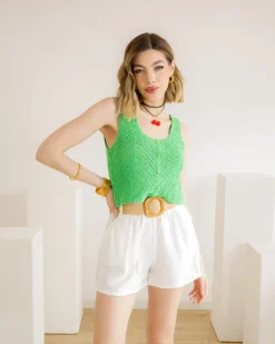 Shorts in viscosa con cintura – 21218