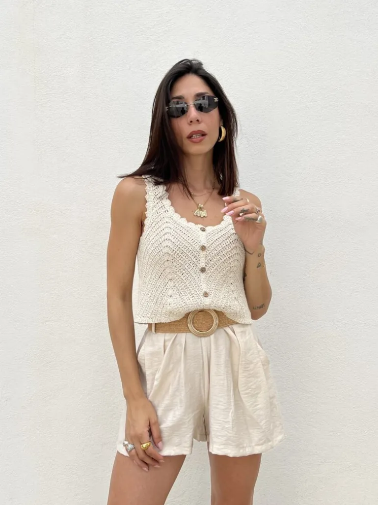 Shorts in viscosa con cintura – 21218