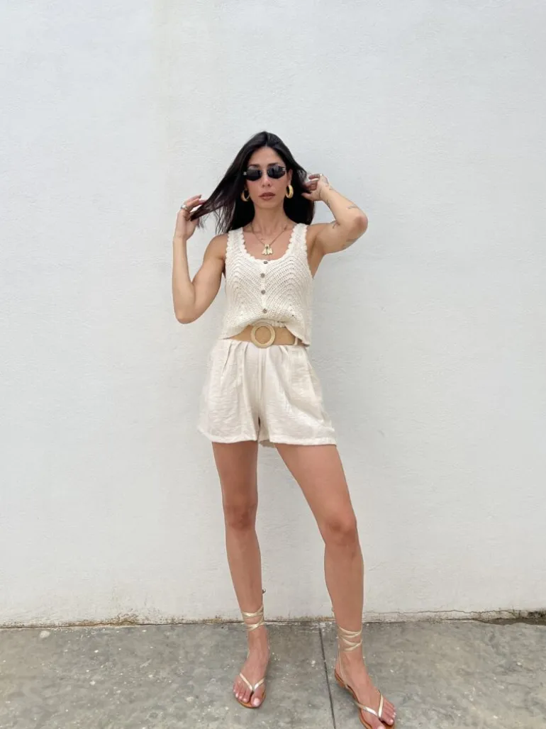 Shorts in viscosa con cintura – 21218