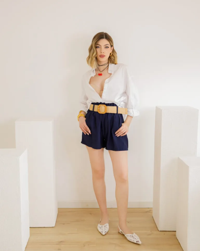 Shorts in viscosa con cintura – 21218