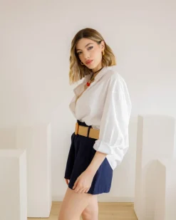 Shorts in viscosa con cintura – 21218