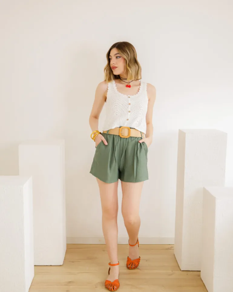 Shorts in viscosa con cintura – 21218