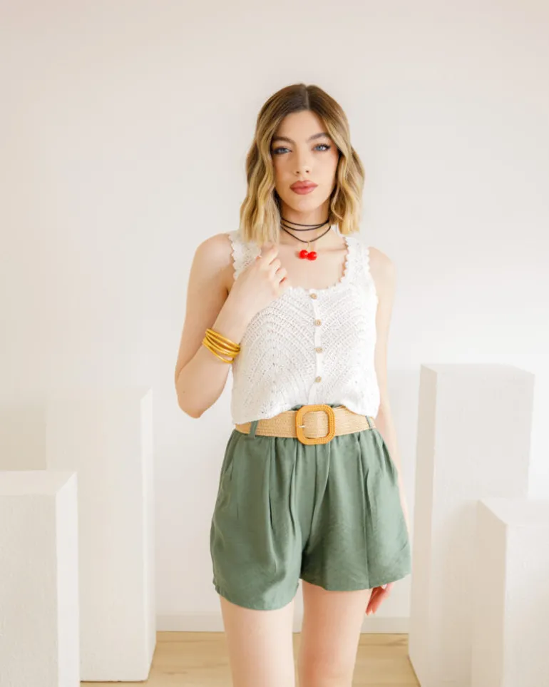 Shorts in viscosa con cintura – 21218