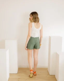 Shorts in viscosa con cintura – 21218