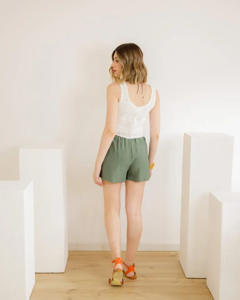 Shorts in viscosa con cintura – 21218