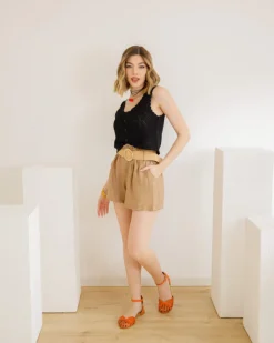 Shorts in viscosa con cintura – 21218
