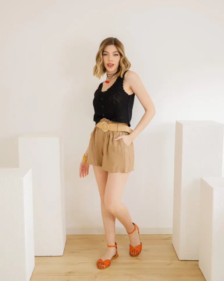 Shorts in viscosa con cintura – 21218