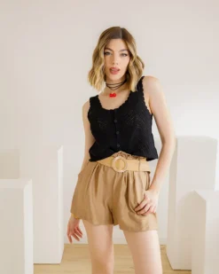 Shorts in viscosa con cintura – 21218