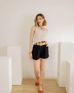 Shorts in viscosa con cintura – 21218