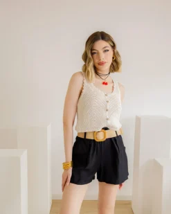 Shorts in viscosa con cintura – 21218