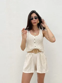 Shorts in viscosa con cintura – 21218