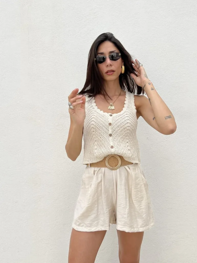 Shorts in viscosa con cintura – 21218