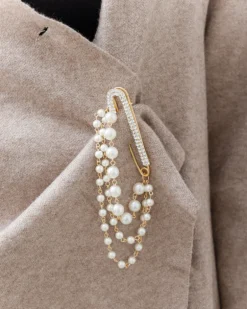 Spilla in acciaio con perle e strass – SP13