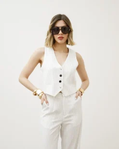 Tailleur gessato con panciotto – VS8106