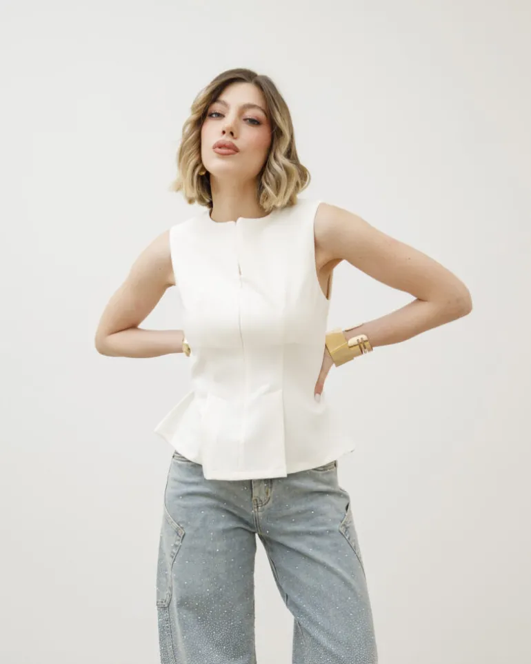 Top con baschina BIANCO – G2591slc