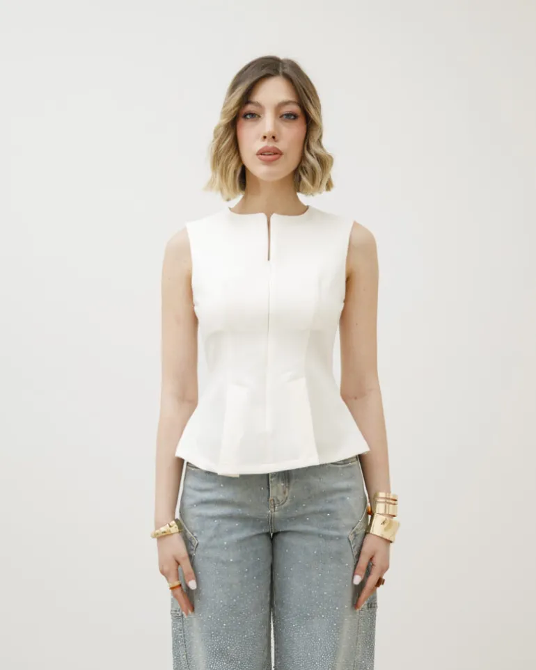 Top con baschina BIANCO – G2591slc
