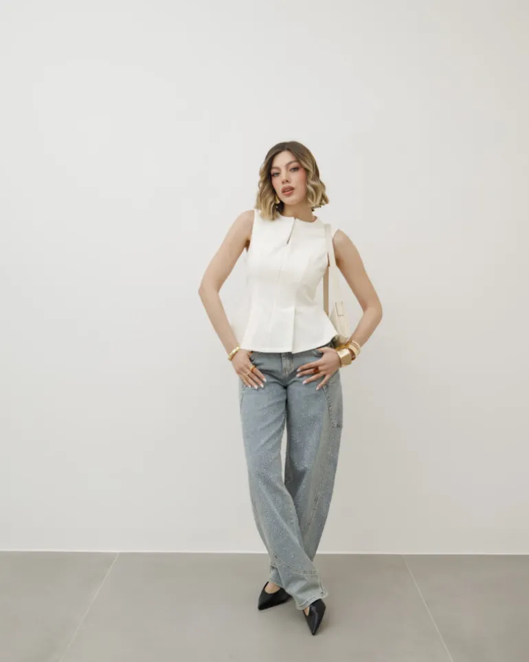 Top con baschina BIANCO – G2591slc