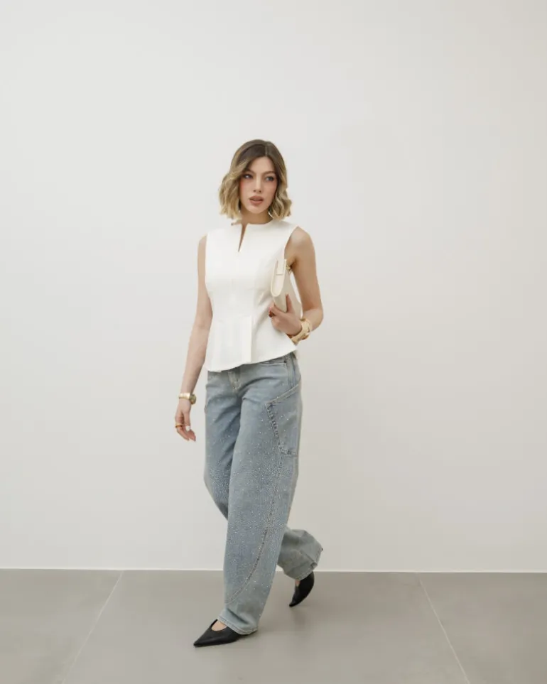 Top con baschina BIANCO – G2591slc