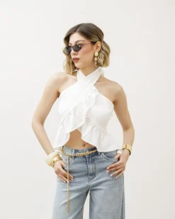 Top con incrocio e balze – L1162 slc