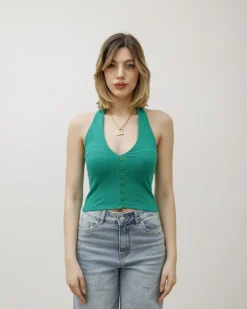 Top in costina con bottoni – VD1181 slc