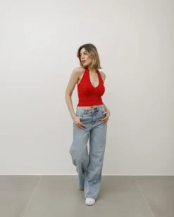 Top in costina con bottoni – VD1181 slc