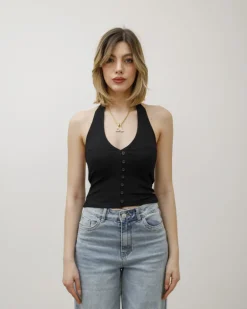 Top in costina con bottoni – VD1181 slc