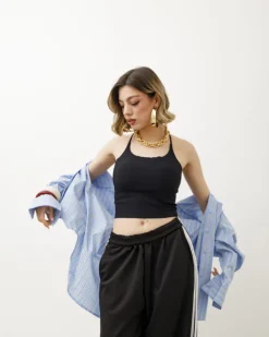 Top in costina con coppe – H14166