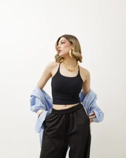 Top in costina con coppe – H14166