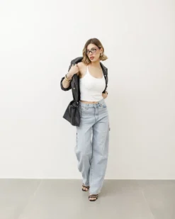 Top in costina con coppe – H14166