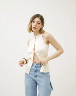 Top in maglia con aperture – 8037