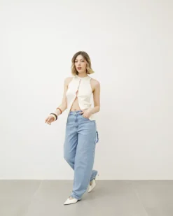 Top in maglia con aperture – 8037