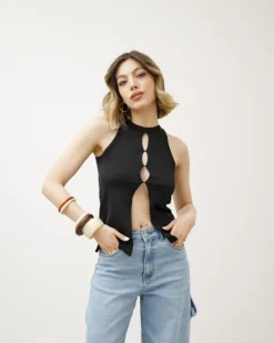 Top in maglia con aperture – 8037