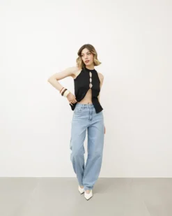 Top in maglia con aperture – 8037