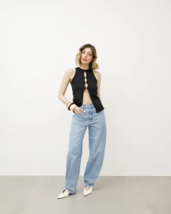 Top in maglia con aperture – 8037