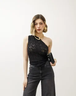 Top in pizzo monospalla – L1764 slcn