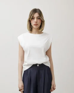 T-shirt in cotone con manica ad aletta – 8050