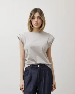 T-shirt in cotone con manica ad aletta – 8050