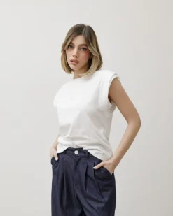 T-shirt in cotone con manica ad aletta – 8050