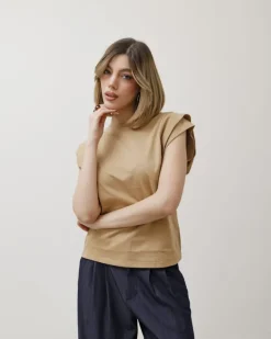 T-shirt in cotone con manica ad aletta – 8050