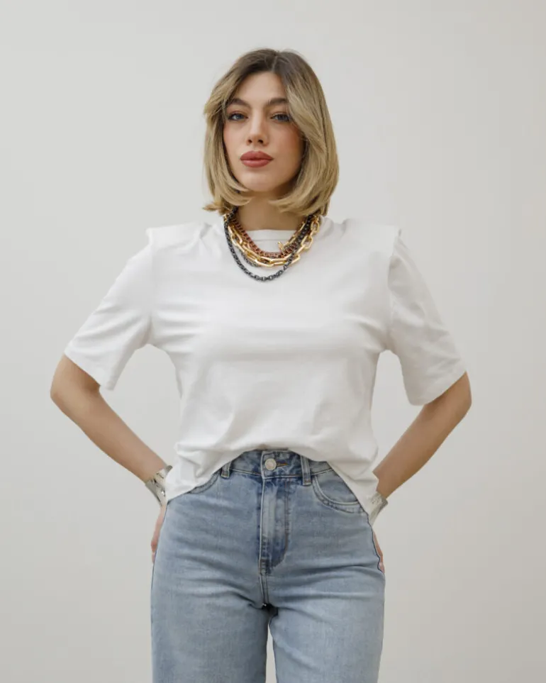T-shirt in cotone con spallina – 7852