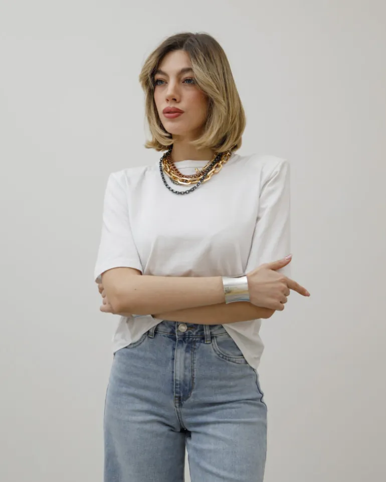 T-shirt in cotone con spallina – 7852